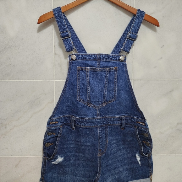 Old Navy Overalls Non-Stretch Jean Short Dark Washed Xs - Picture 2 of 8